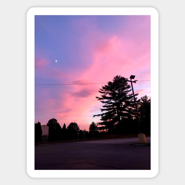 Sunset Over a Burger King Parking Lot Three Sticker by imovrhere